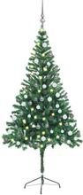 Kunstigt juletræ med LED-lys og kuglesæt 180 cm 564 grene
