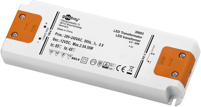 LED-transformator Lågprofil 30 W