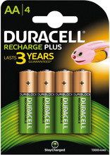 Duracell Recharge Plus Power Oppladbare AA-batterier 1300 mAh 4-pk.