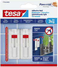 Tesa Justerbar limspiker for kakkel og metall 3 kg 2-pk.