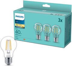 Philips LED-pære E27 470 lm 3-pk.