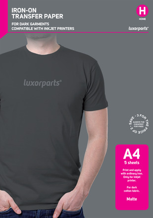 Luxorparts Textiltransfer för mörka plagg A4 5-pack
