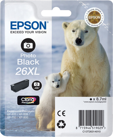 Epson T2631 XL Bläckpatron Fotosvart