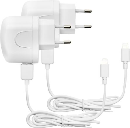 Linocell 2-pk. iPad- og iPhone-lader med Lightning-kabel 2,4 A