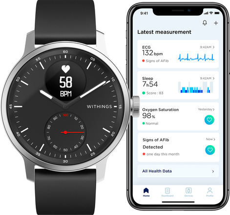 Withings Scanwatch Smartklokke med klassisk urtavle 42 mm Svart