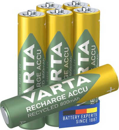 Varta Recharge Recycled AAA-batterier 800 mAh 6-pk.