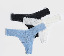 Nelly - Trosor - Svart/Blå - What I Like Thong 3-pack - Underkläder - Panties
