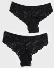 Pieces - Trusser - Black 2-Pack - Pclina Lace Wide Brief 2-Pack Noos - Undertøj & Sæt - panties
