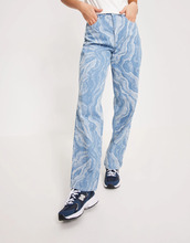 Pieces - High waisted jeans - Light Blue Denim Water Print - Pcditte Hw Straight Denim Pants D2D - Jeans