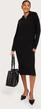 Selected Femme - Strikkjoler - Black - Slfbloomie Ls Knit Dress Half Zip - Kjoler