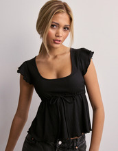 Nelly - Sleeveless tops - Sort - Cute Frill Tie Top - Toppe & t-shirts