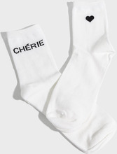 Pieces - Strumpor - Cloud Dancer 2 Pack- Text Cherie+ Heart - Pcmerry Ankle Socks 2-Pack Pa Bc - Strumpor & Strumpbyxor - Socks