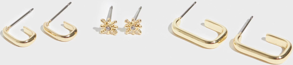 Pieces - Örhängen - Gold Colour - Pcanika M 3-Pack Earrings Sww - Smycken - Earrings