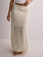 Selected Femme - Lange nederdele - Birch - Slfagny Hw Long Knit Skirt - Nederdele
