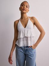 Nelly - Festtoppe - Hvid - Halterneck Lace Top - Toppe & t-shirts