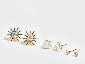 Pieces - Örhängen - Gold Colour Multi - Pckomia a 3-Pack Earstuds - Smycken - Earrings