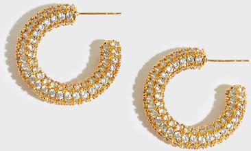 Muli Collection - Örhängen - Guld - 25mm Pave Hoops - Smycken - Earrings