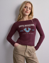 True Religion - Langærmede toppe - Burgundy - Slash Neck Ls Tee - Toppe & t-shirts - long-sleeved tops