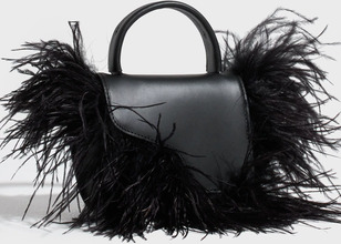 ATP ATELIER - Handväskor - Black - Montalcino Leather/Feathers Mini Handbag - Väskor - Handbags