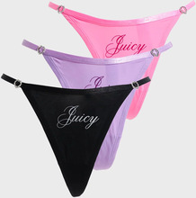 Juicy Couture - Trusser - Multicolor - Microfiber Script Juicy Heart T-Bar Thong Multipack X3 - Undertøj & Sæt - panties