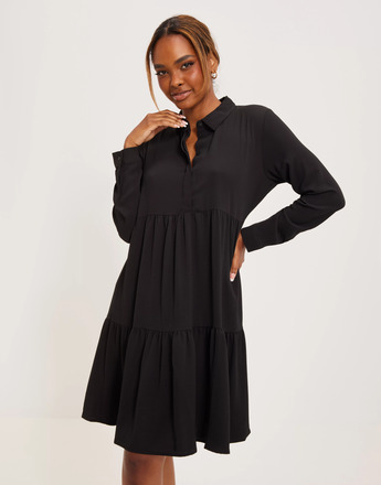JdY - Langærmede kjoler - Black - Jdypiper L/S Shirt Dress Wvn Noos - Kjoler - Long sleeved dresses