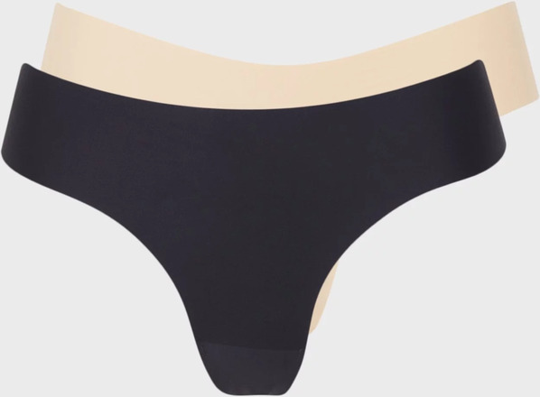 Bye Bra - Trosor - Beige/svart - 2-Pack Invisible Thong - Underkläder - Panties