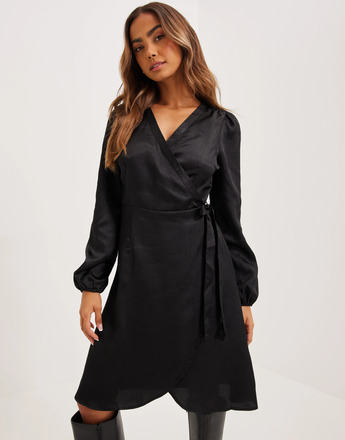 Vero Moda - Slå om kjoler - Black - Vmsabi Ls Wrap Dress Noos - Kjoler