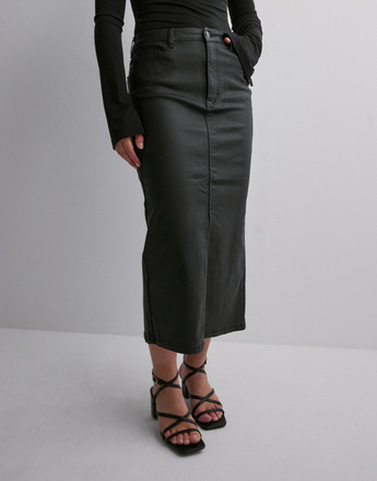 Object Collectors Item - Midinederdele - Black - Objnaya Coated Mw Skirt Noos - Nederdele
