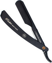 Parker Shaving PTBMETAL-Black Steel Push Type Barber/Straight Raz