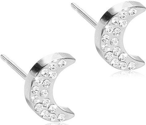 Blomdahl Earrings Brilliance Moon 8 mm Crystal