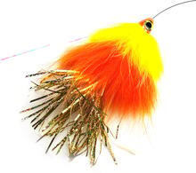Spintube Pike 35 g kastfluga gul/orange/hologuld tinsel