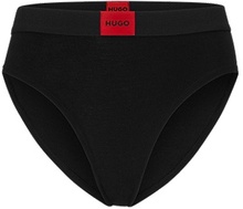 High-waisted stretch-cotton briefs with red logo label