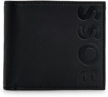 Embossed-logo wallet in grained leather with coin pocket