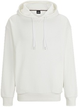 Regular-fit hoodie in cotton bouclé with ribbed cuffs
