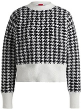 Cotton-blend oversized-fit sweater with houndstooth motif