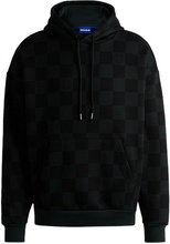 Loose-fit hoodie in cotton terry with checkerboard print