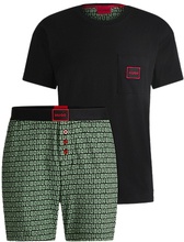 Short pyjamas in stretch cotton with logo details