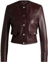 Leather jacket with hardware press-studs