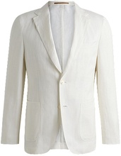 Single-breasted jacket in herringbone linen and silk