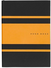 A5 notebook in faux leather with yellow stripes