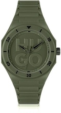 Green watch with tonal silicone strap
