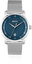 Mesh-bracelet watch with blue patterned dial