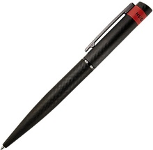Black ballpoint pen with matte diamond-cut pattern