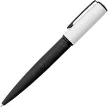 Mixed-texture ballpoint pen with branded white cap