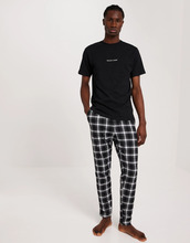 Selected Homme Slhregmonus Ss Lounge Set Exp Pyjamas Black Black/White