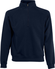 Navy blauwe fleece sweater/trui met rits kraag voor heren/volwassenen