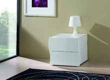 Comodino cassettiera con 2 cassetti camera da letto design moderno bianco Onda
