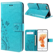 Butterfly Leather Wallet Stand Shell for iPhone 6s 6 with Reversed Magnetic Clasp