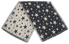 Tørklæde stjerner damer 70 x 180 cm akrylblå/grå