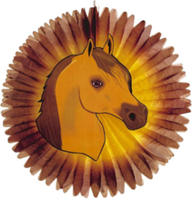Brun Stor Pappersfläkt med Häst Motiv 55 cm